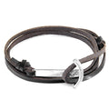 Dark Brown Clipper Silver & Leather Bracelet