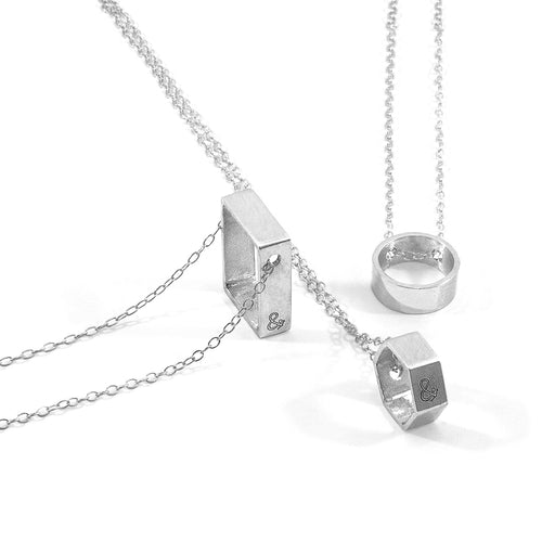 Lane Hexagonal Mini Geometric Silver Necklace